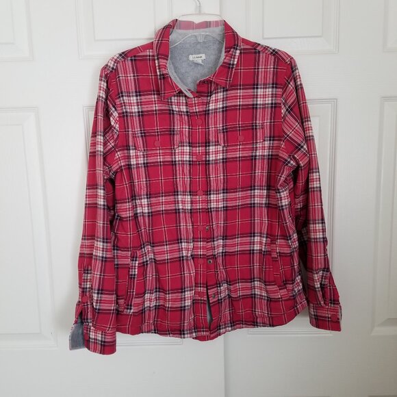 L. L. Bean Fleece Lined Flannel  Shirt Womans size M - EUC - Picture 1 of 5
